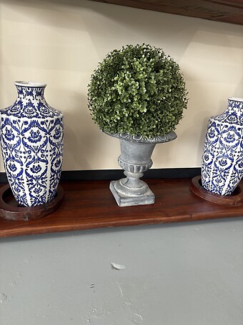 Blue and white mantle vases