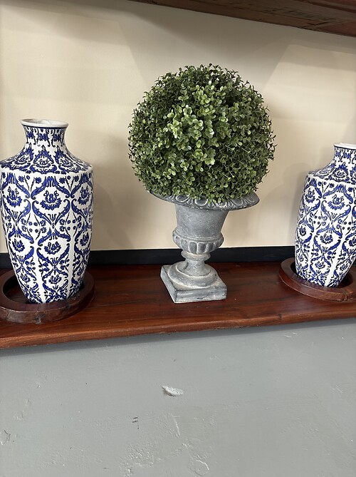 Blue and white mantle vases